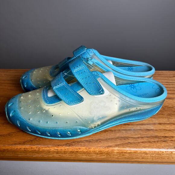 Y2K Vintage Blue Jelly Clogs Transparent Strap Slip Ons Retro 90s Size 7 - Picture 7 of 8